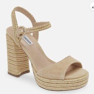 Steve Madden Strada Raffia Espadrille Block Heel Size 10